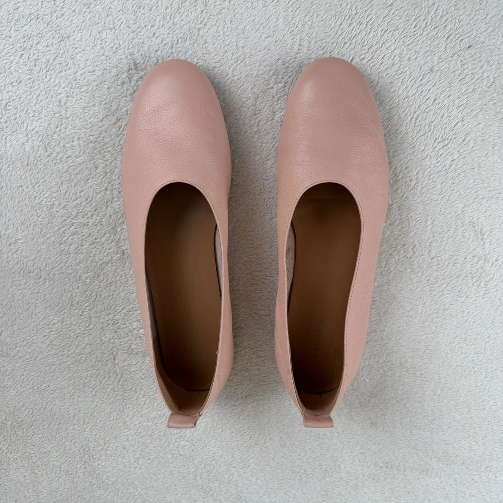 Everlane The Day Glove Rose Pink Leather Ballet Flats Women 9 Rounded Toe